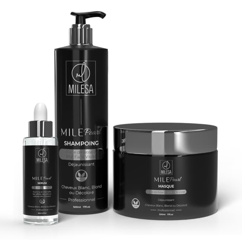 Trio MILE Pearl Shampoing, Masque et Sérum à l'Huile de Rose